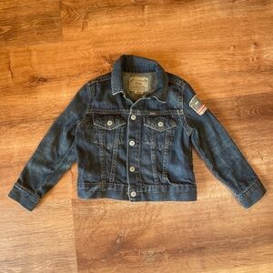 Polo Ralph Lauren Denim Jacket American Flag Patch Kids Size 4T Logo Button Up